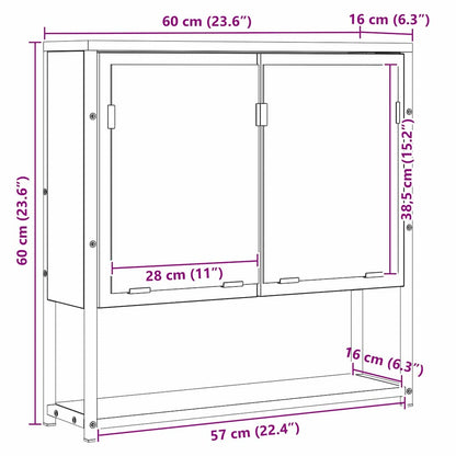 Badezimmer Spiegel mit Regal Wandmontiert Beige 60 x 16 x 60 cm