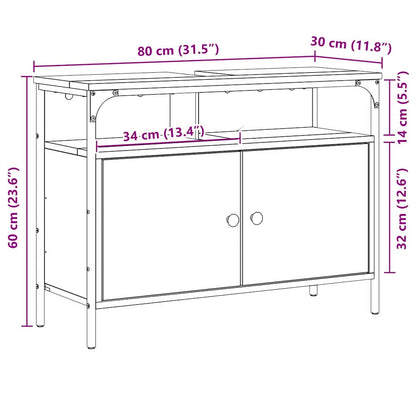Waschbeckenschrank Braun 80 x 30 x 60 cm Holzwerkstoff