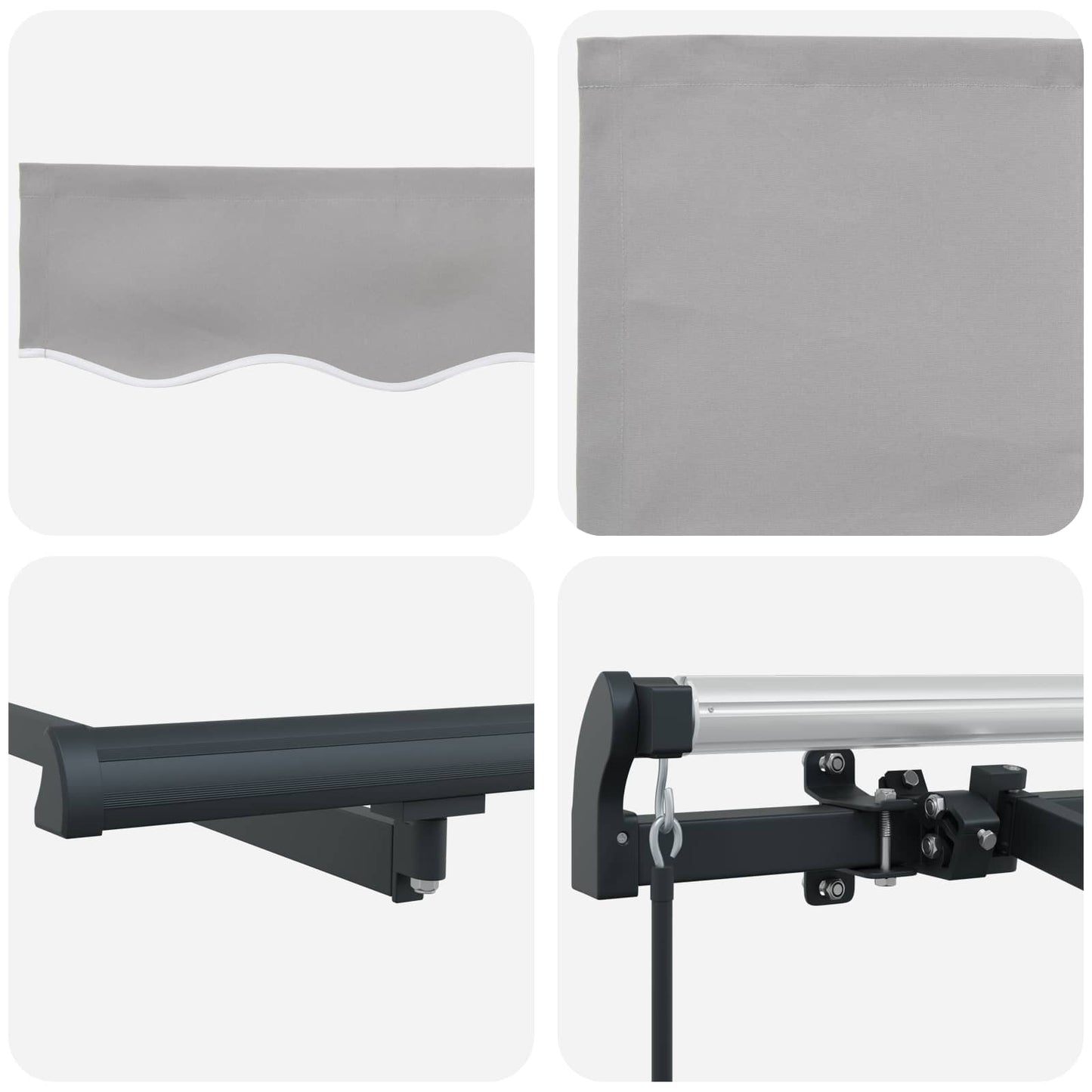 Einziehbare Markise Hellgrau 250 x 200 cm Stoff