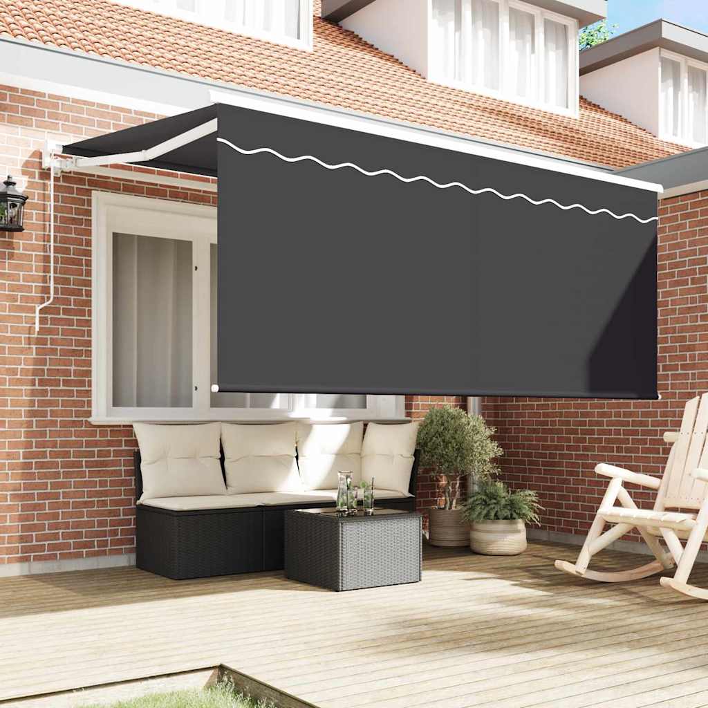 Einziehbare Markise Gestreift Anthrazit 300 x 200 cm Stoff
