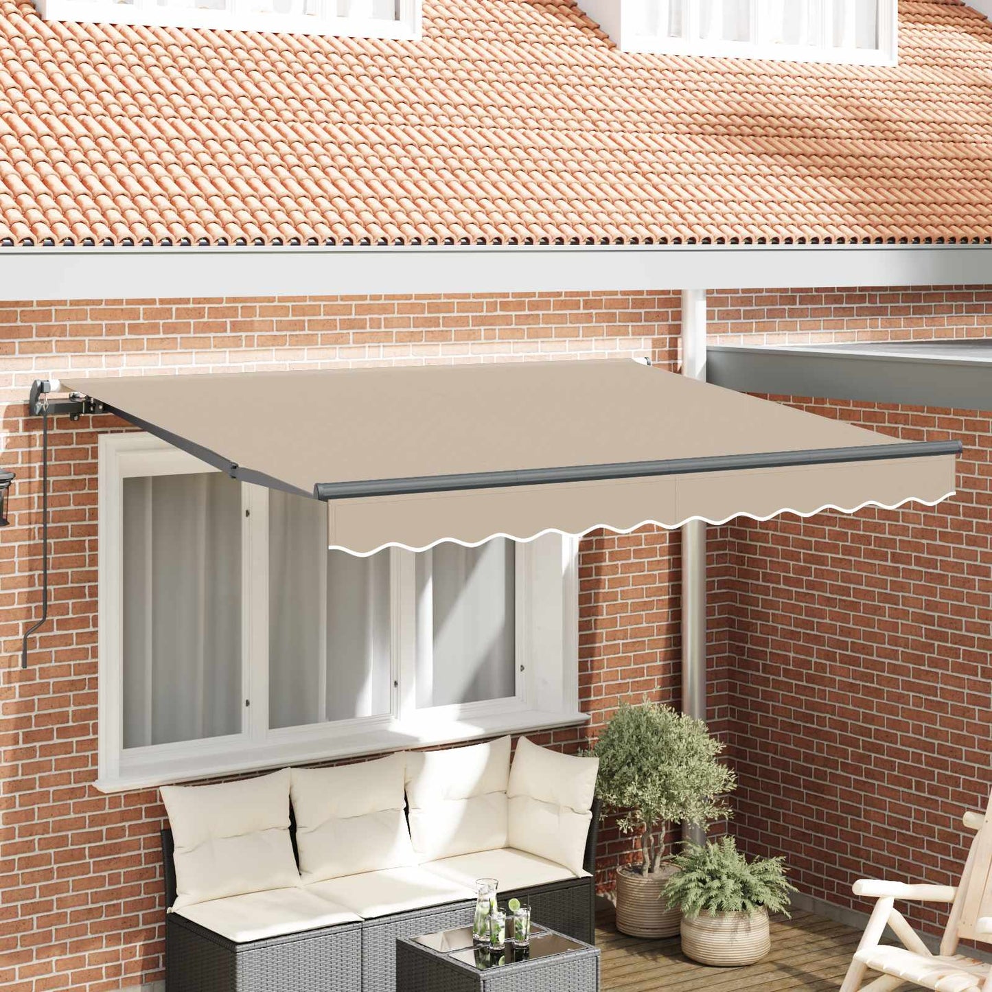 Einziehbare Markise Beige 300 x 200 cm Stoff
