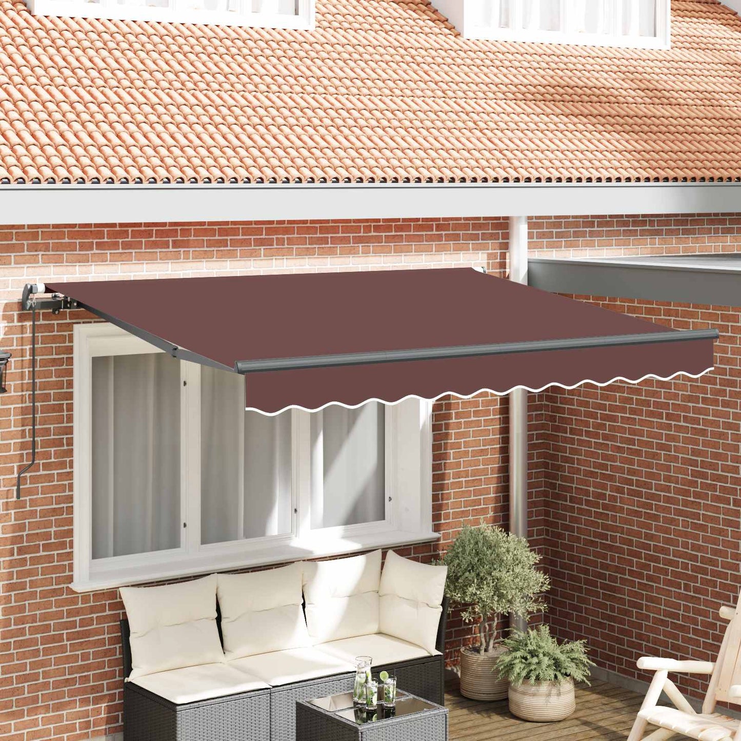 Einziehbare Markise Braun 350 x 200 cm Stoff
