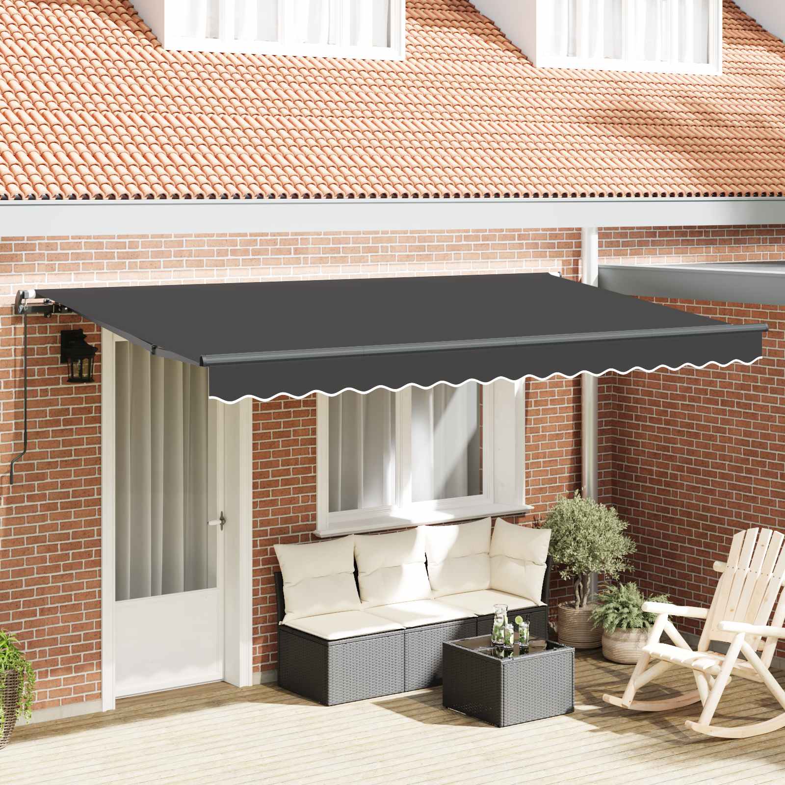 Ausziehbare Markise Anthrazit 400 x 200 cm Stoff