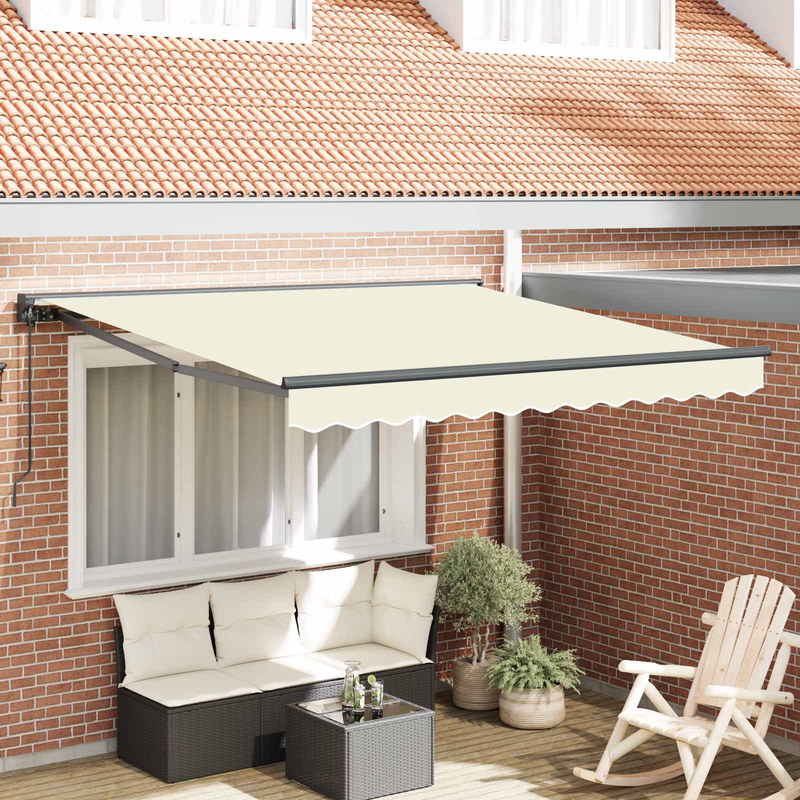 Markisenrahmen Creme 300 x 250 cm Polyester mit PU-Beschichtung