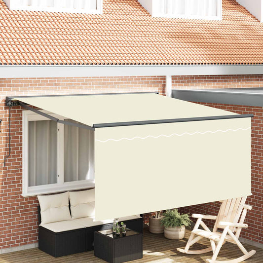 Ausziehbare Markise Creme 300 x 250 cm Polyester und Aluminium