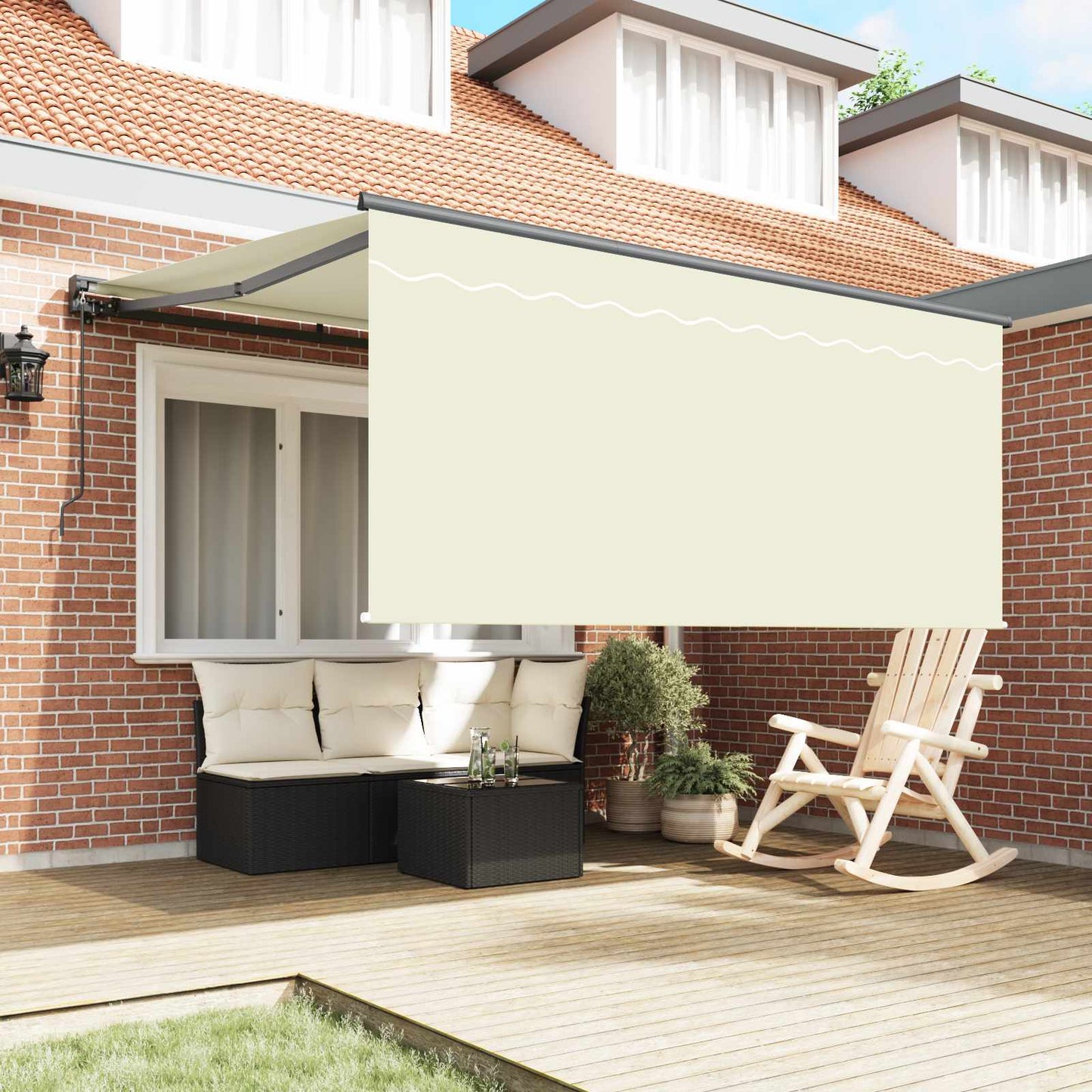 Ausziehbare Markise Creme 300 x 250 cm Polyester und Aluminium