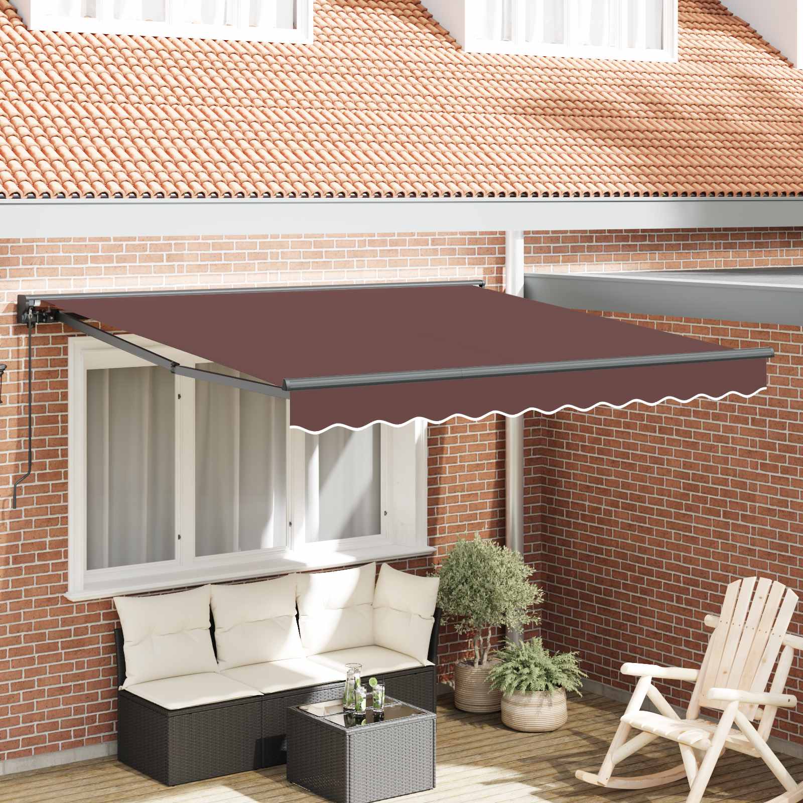 Markisenrahmen Braun 300 x 250 cm Polyester mit PU-Beschichtung