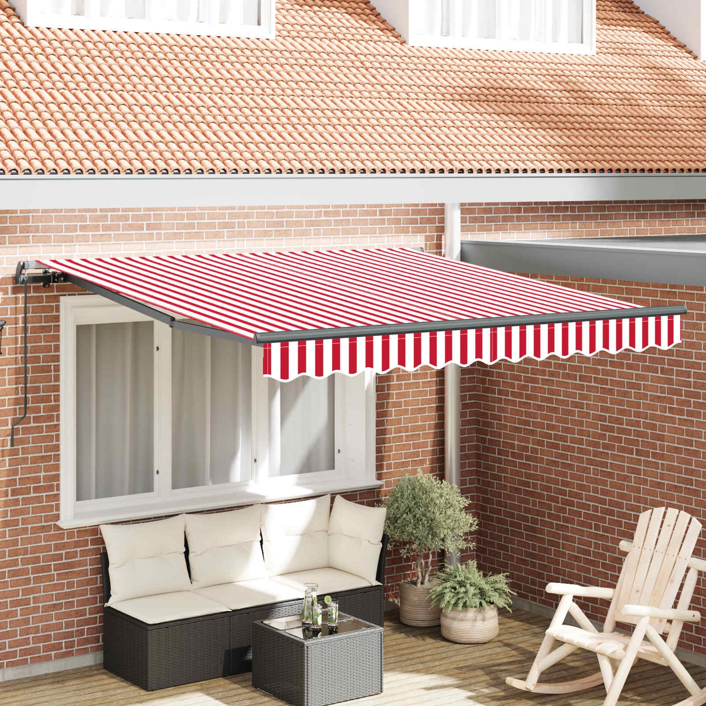 Ausziehbare Markise Rot und Weiß 300 x 250 cm