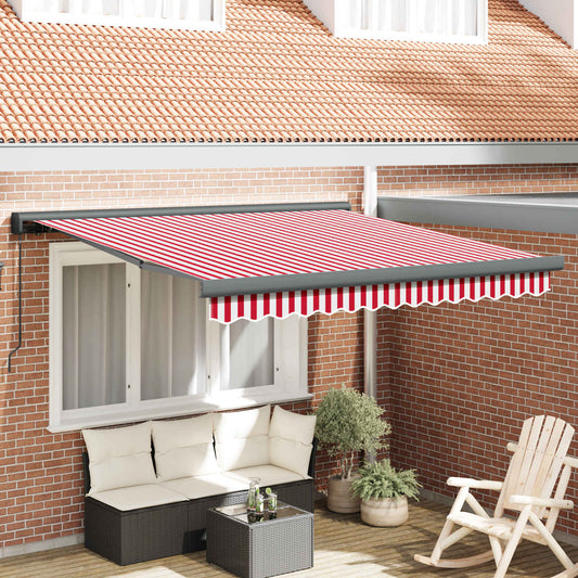 Ausziehbare Markise Rot und Weiß 300 x 250 cm