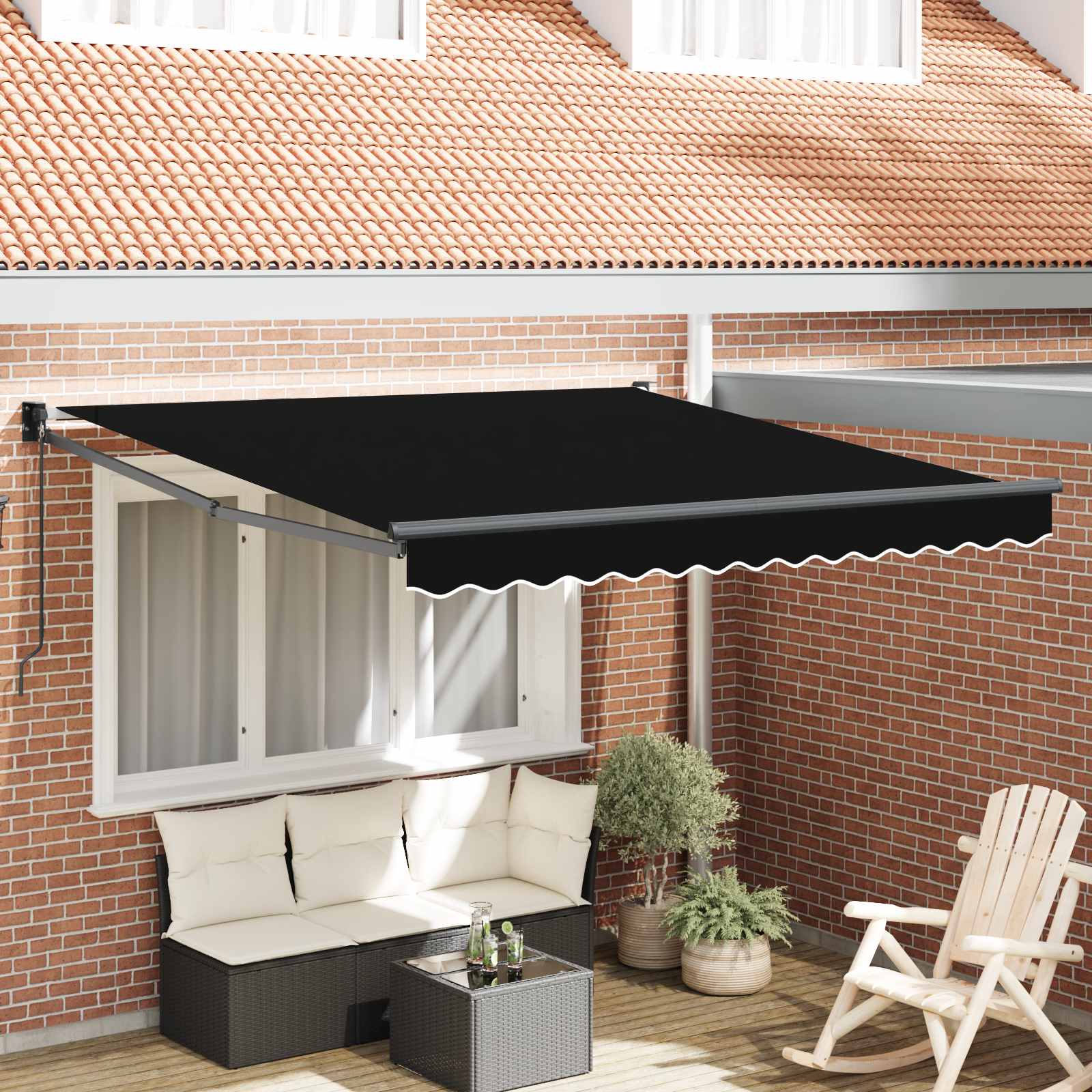 Ausziehbare Markise Schwarz 300 x 250 x 165 cm