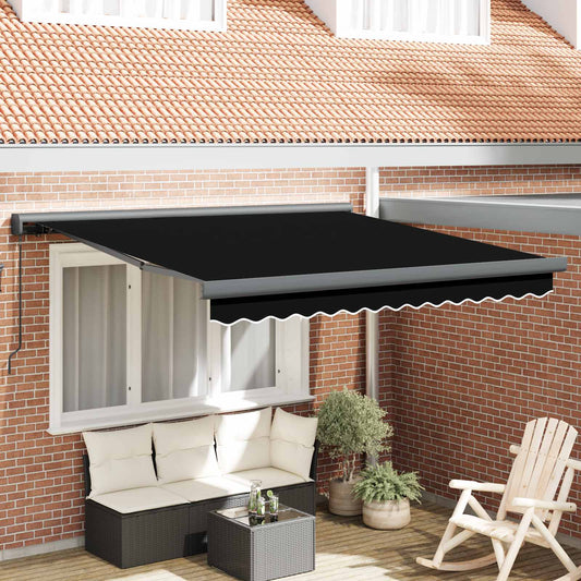 Ausziehbare Markise Schwarz 300 x 250 cm Leinen und Aluminium