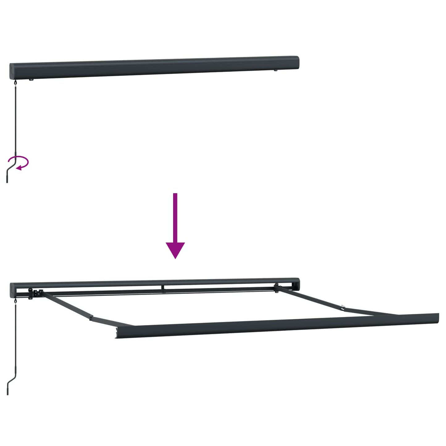 Ausziehbare Markise Schwarz 300 x 250 cm Leinen und Aluminium