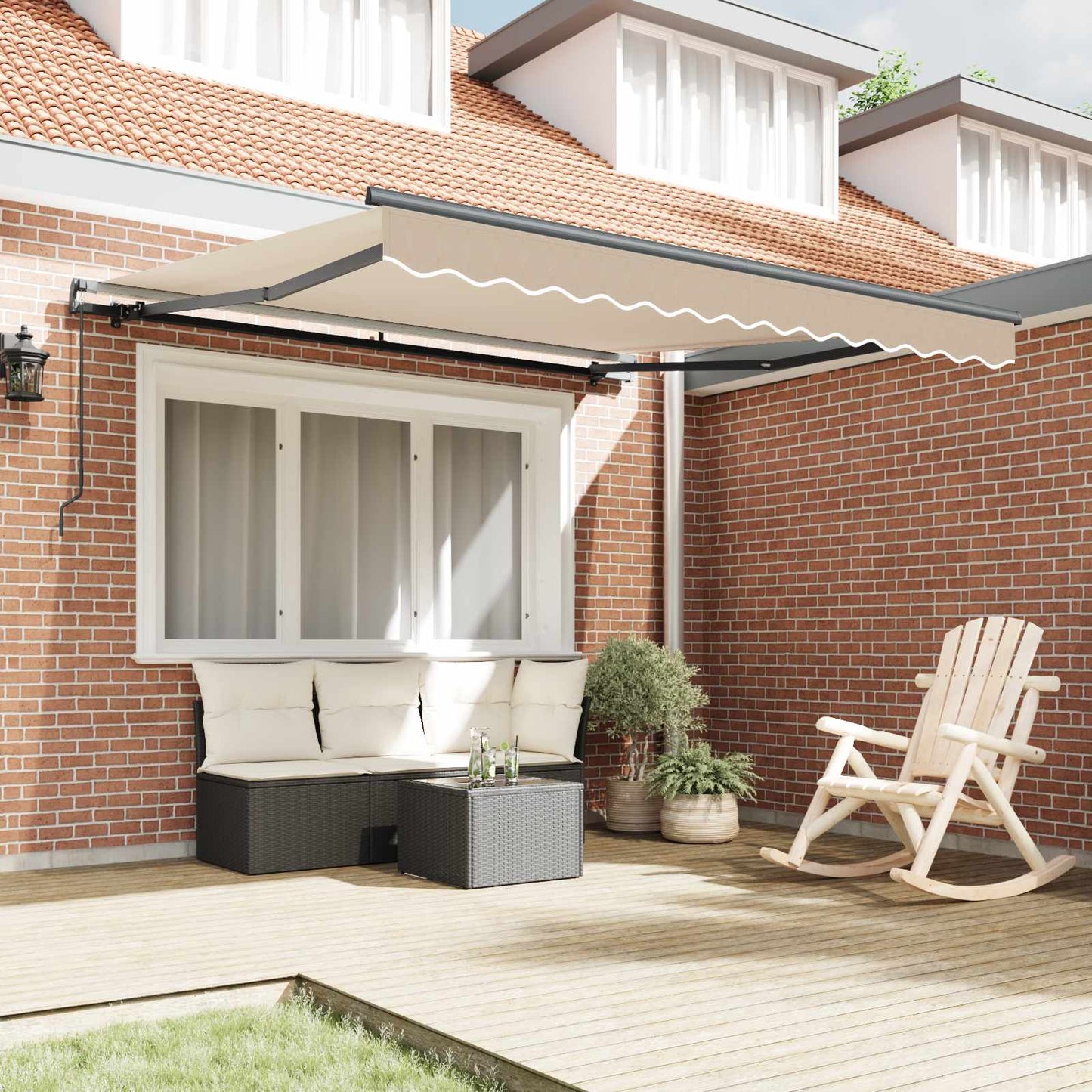 Ausziehbare Markise Beige 300 x 250 cm Polyester und Aluminium