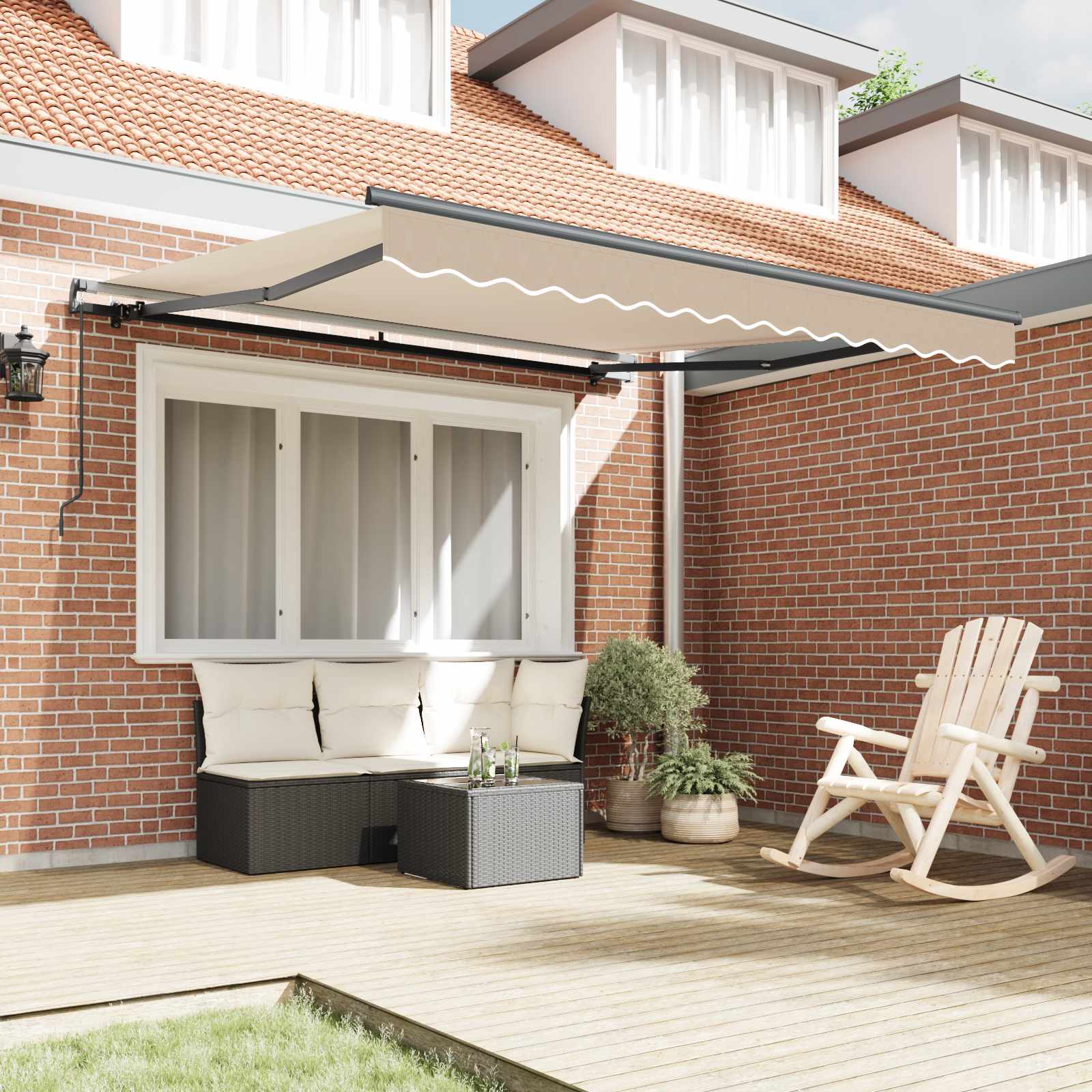 Ausziehbare Markise Beige 300 x 250 cm Polyester und Aluminium