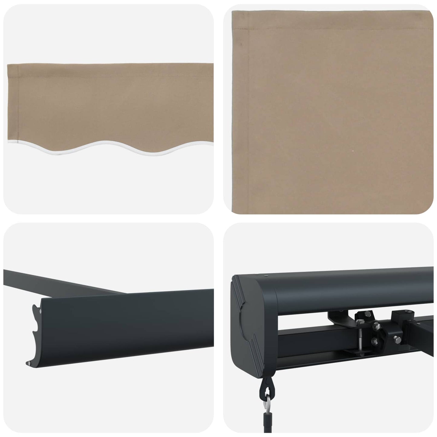 Ausziehbare Markise Beige 300 x 250 cm Leinen und Aluminium