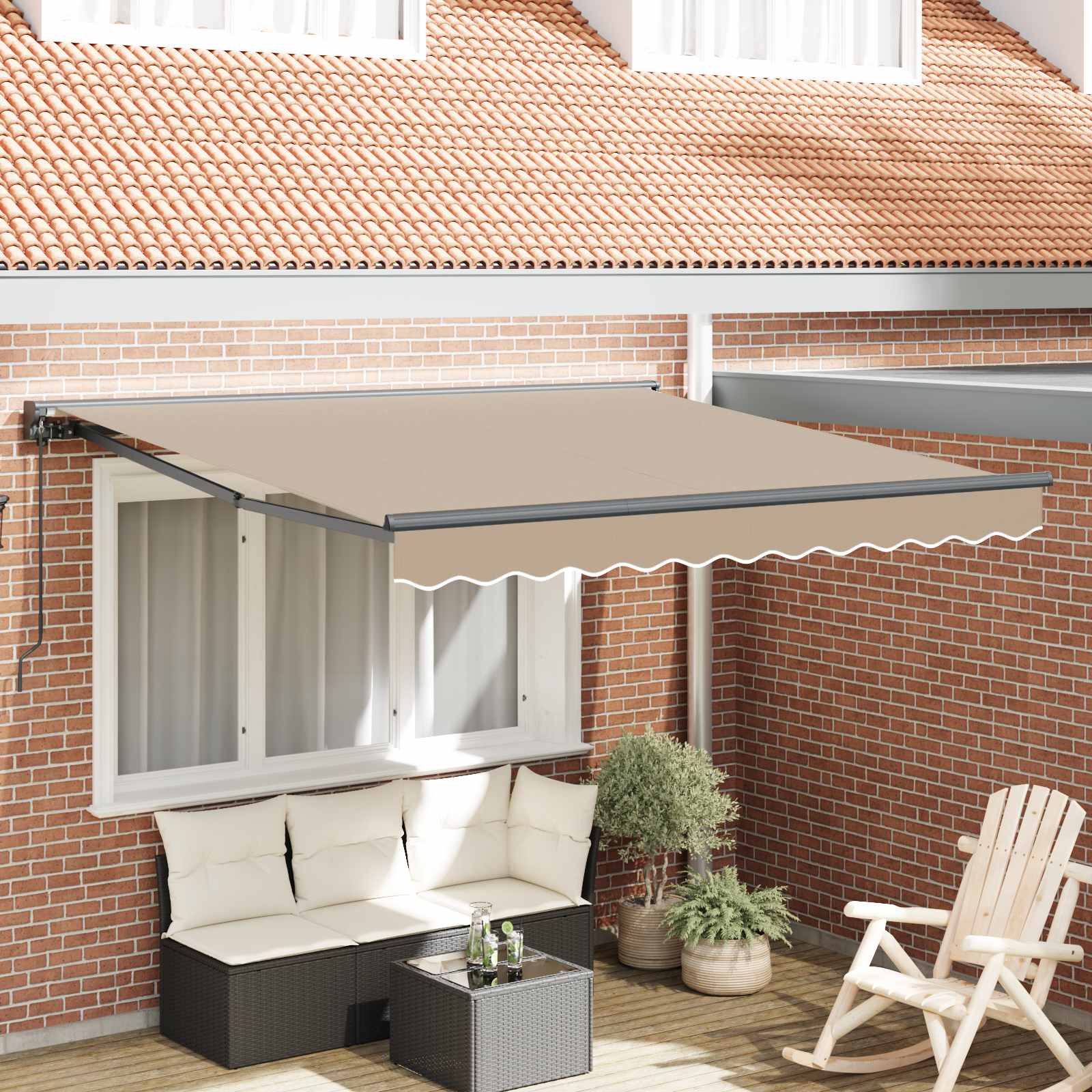 Markisenrahmen Beige 300 x 250 cm Polyester mit PU-Beschichtung