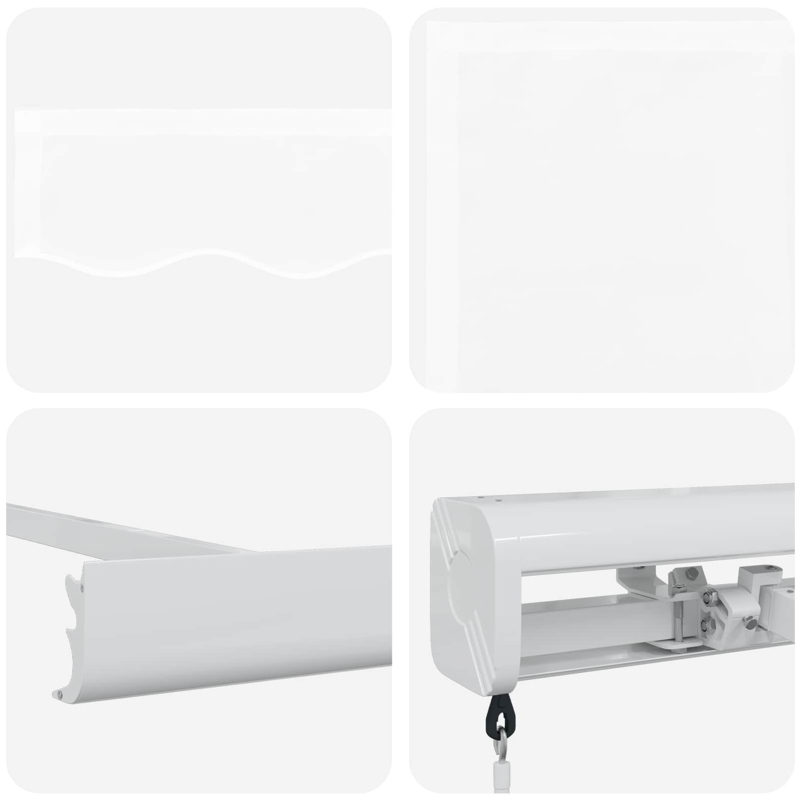 Ausziehbare Markise Weiß 300 x 250 cm Leinen und Aluminium