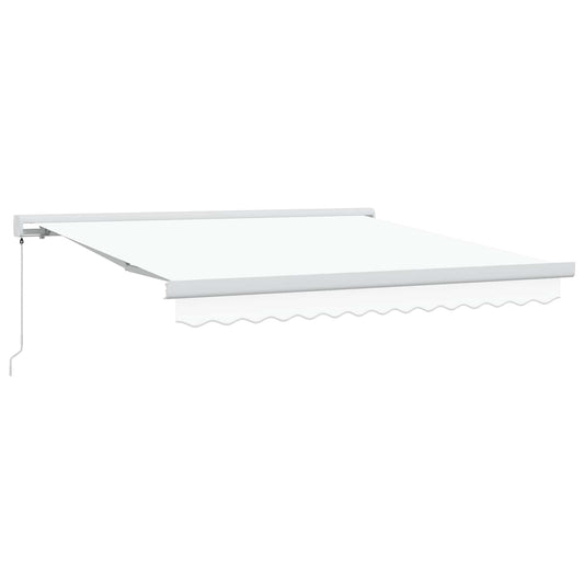 Ausziehbare Markise Weiß 300 x 250 cm Leinen und Aluminium