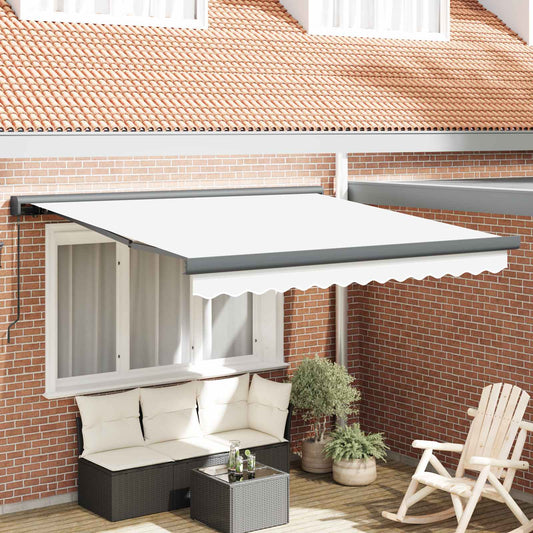 Ausziehbare Markise Weiß 300 x 250 cm Leinen und Aluminium