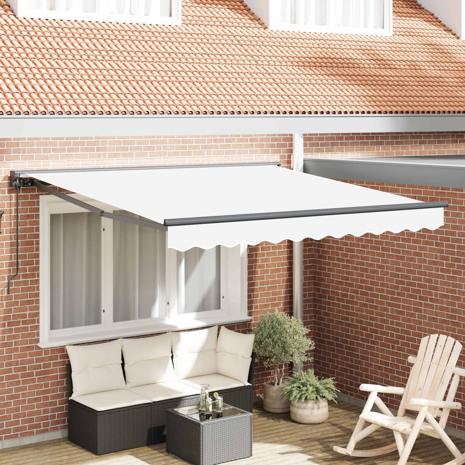 Markisenrahmen Weiß 300 x 250 cm Polyester mit PU-Beschichtung
