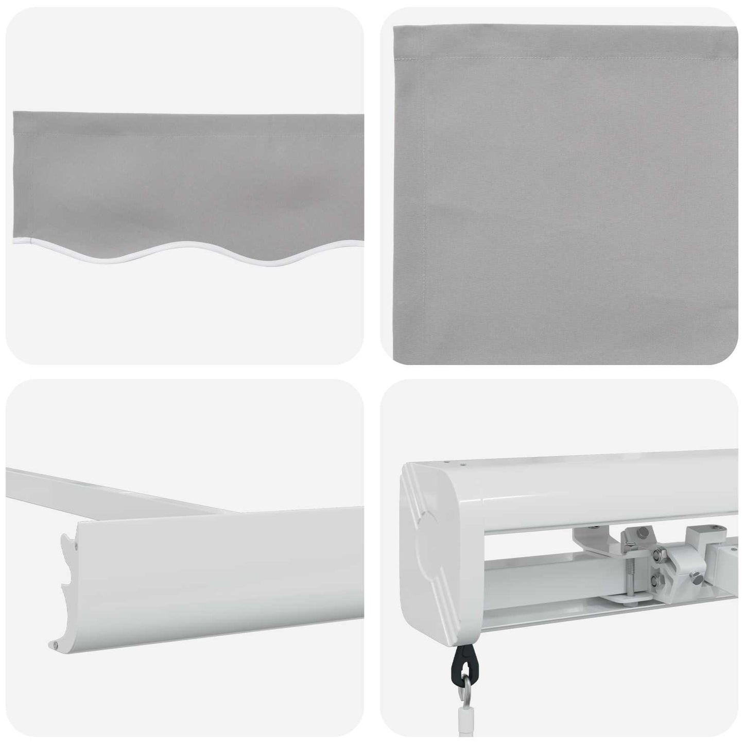 Ausziehbare Markise Hellgrau 300 x 250 cm Leinen und Aluminium