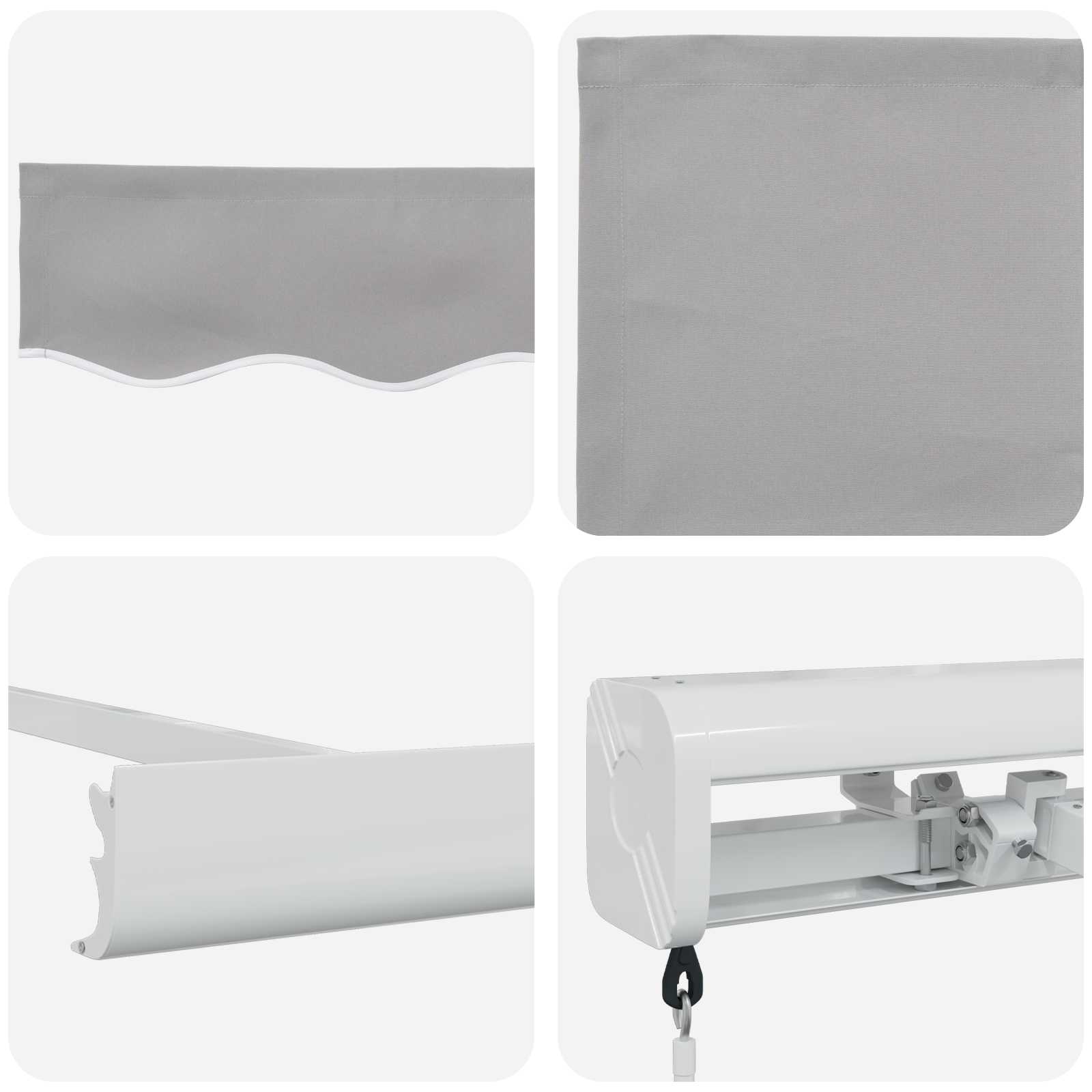 Ausziehbare Markise Hellgrau 300 x 250 cm Leinen und Aluminium