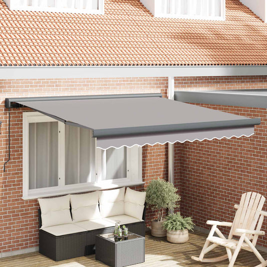 Ausziehbare Markise Hellgrau 300 x 250 cm Leinen und Aluminium