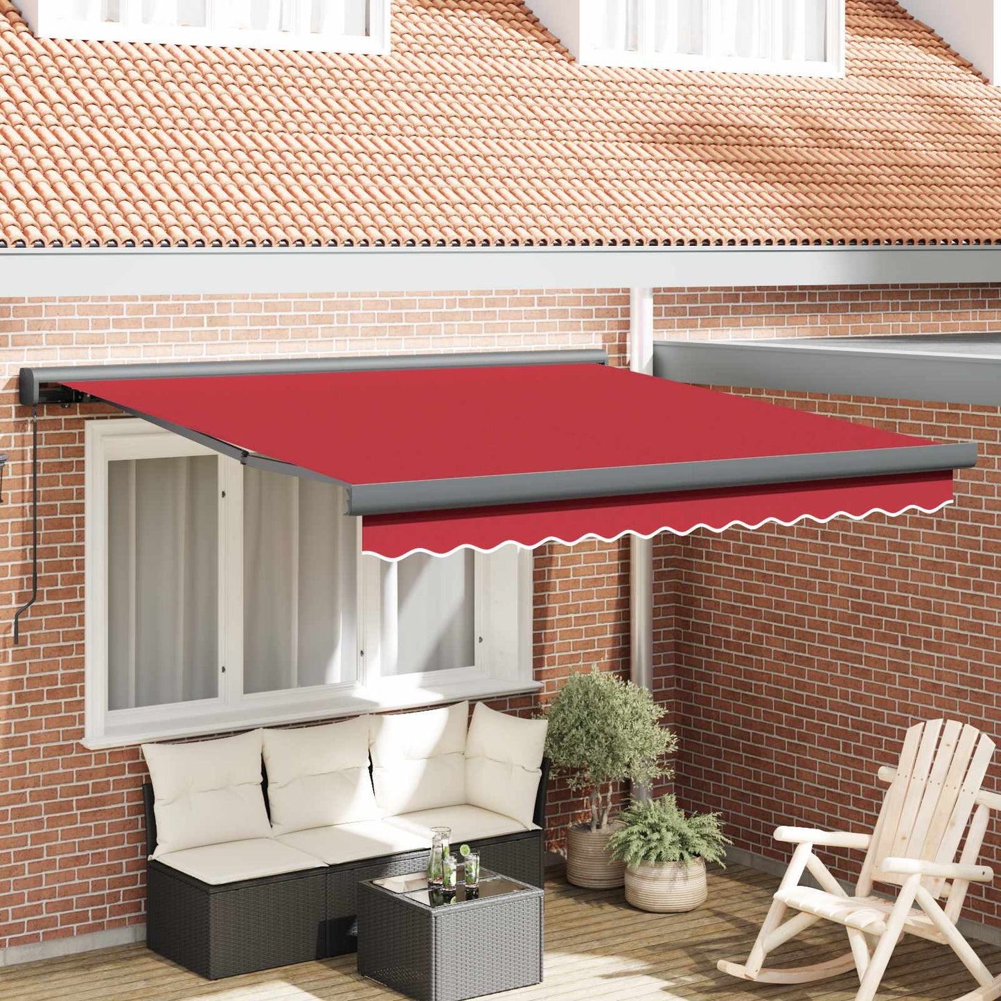Einziehbare Markise Rot 300 x 250 cm Stoff und Metall