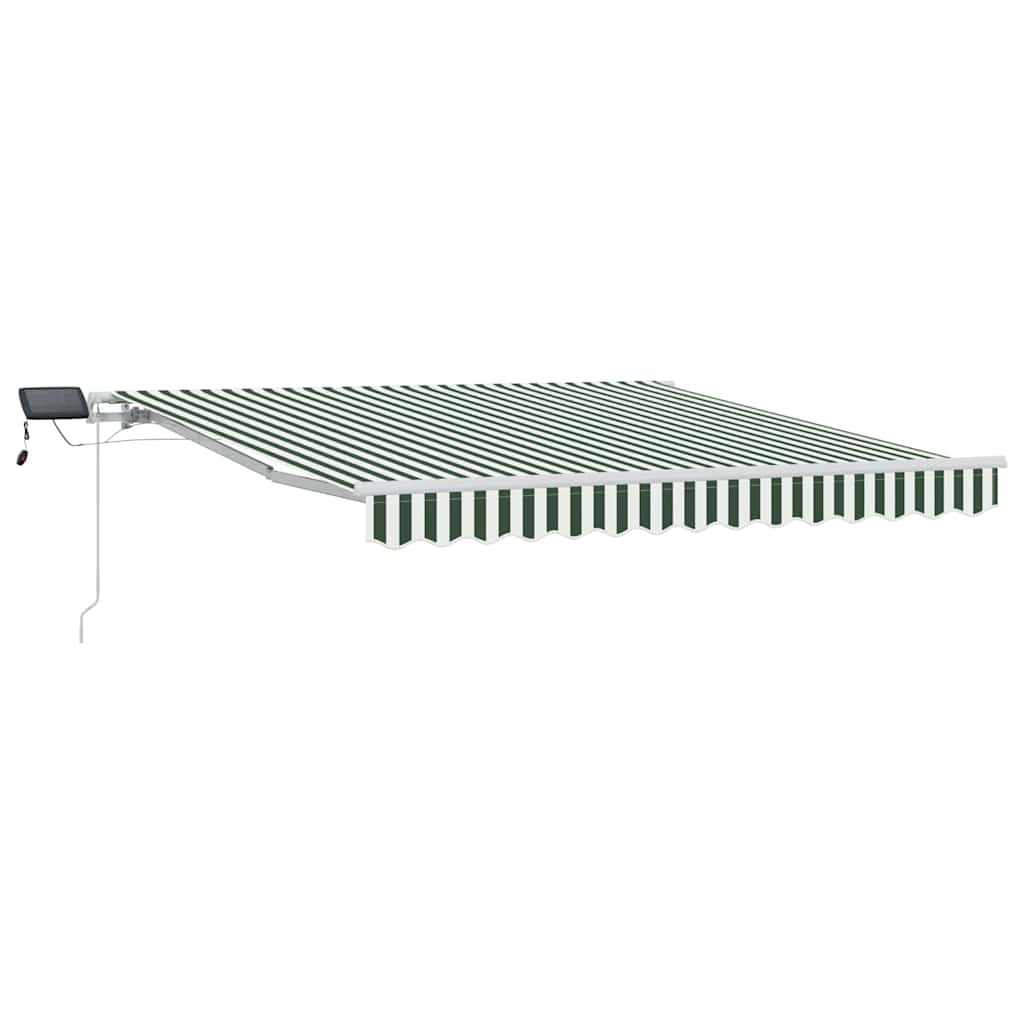 Einziehbare Markise Grün und Weiß 300 x 250 cm Stoff und Stahl