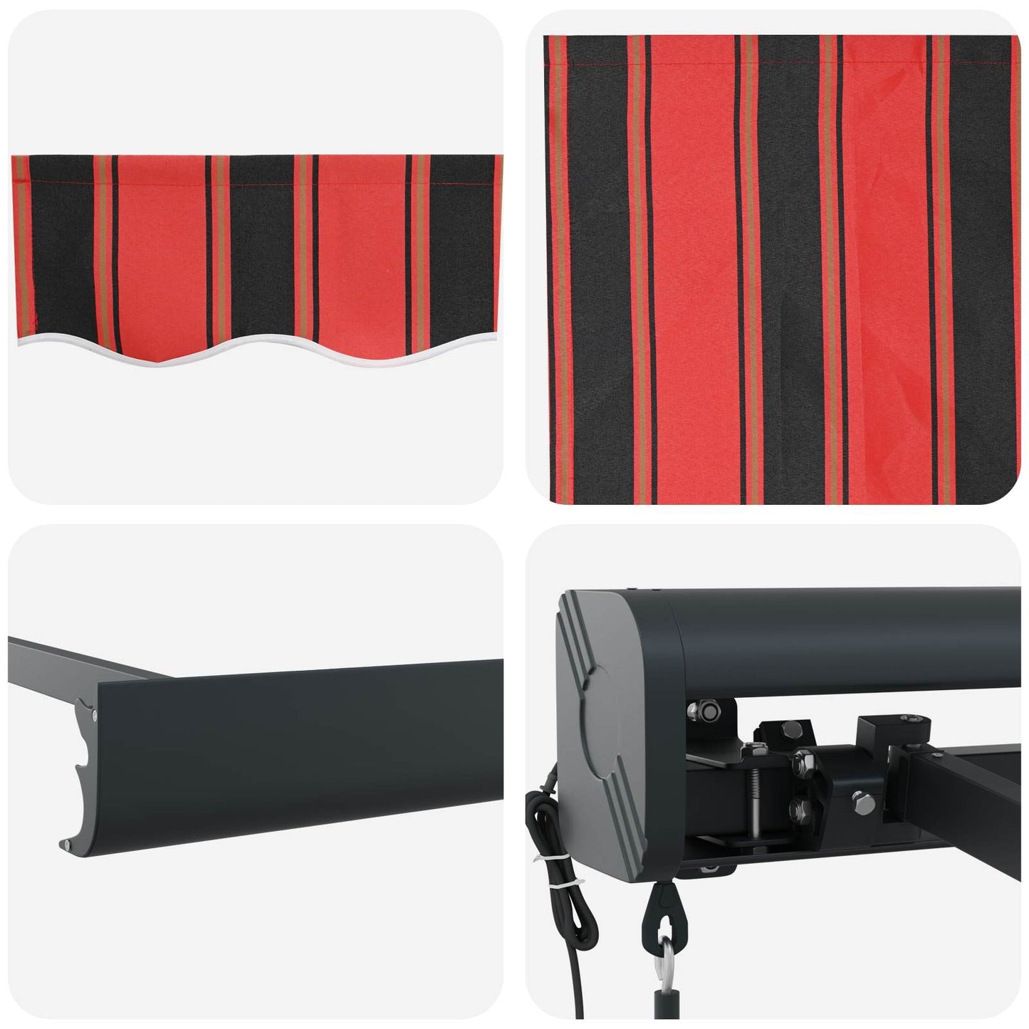 Ausziehbare Markise Rot und Schwarz 350 x 250 cm