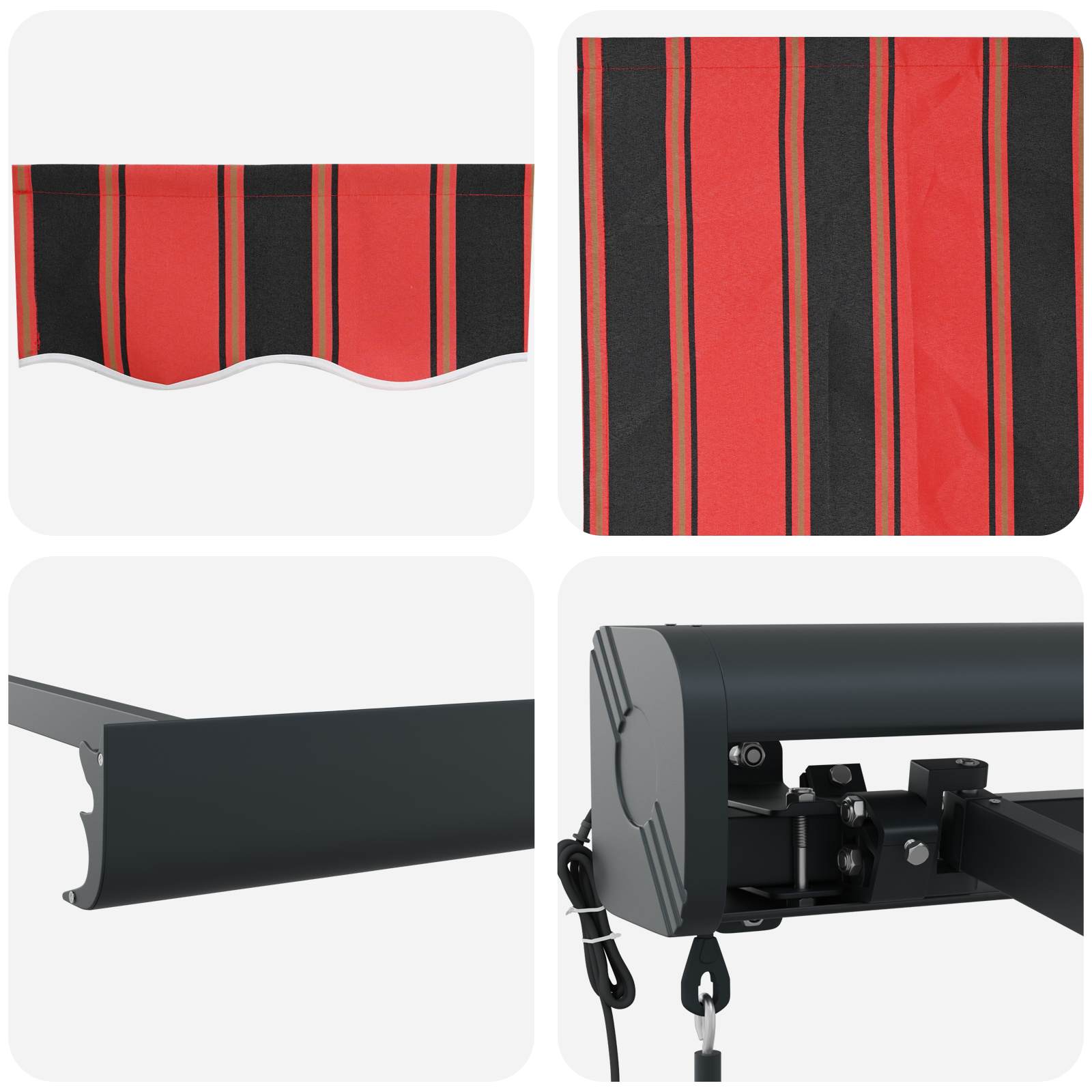 Ausziehbare Markise Rot und Schwarz 350 x 250 cm