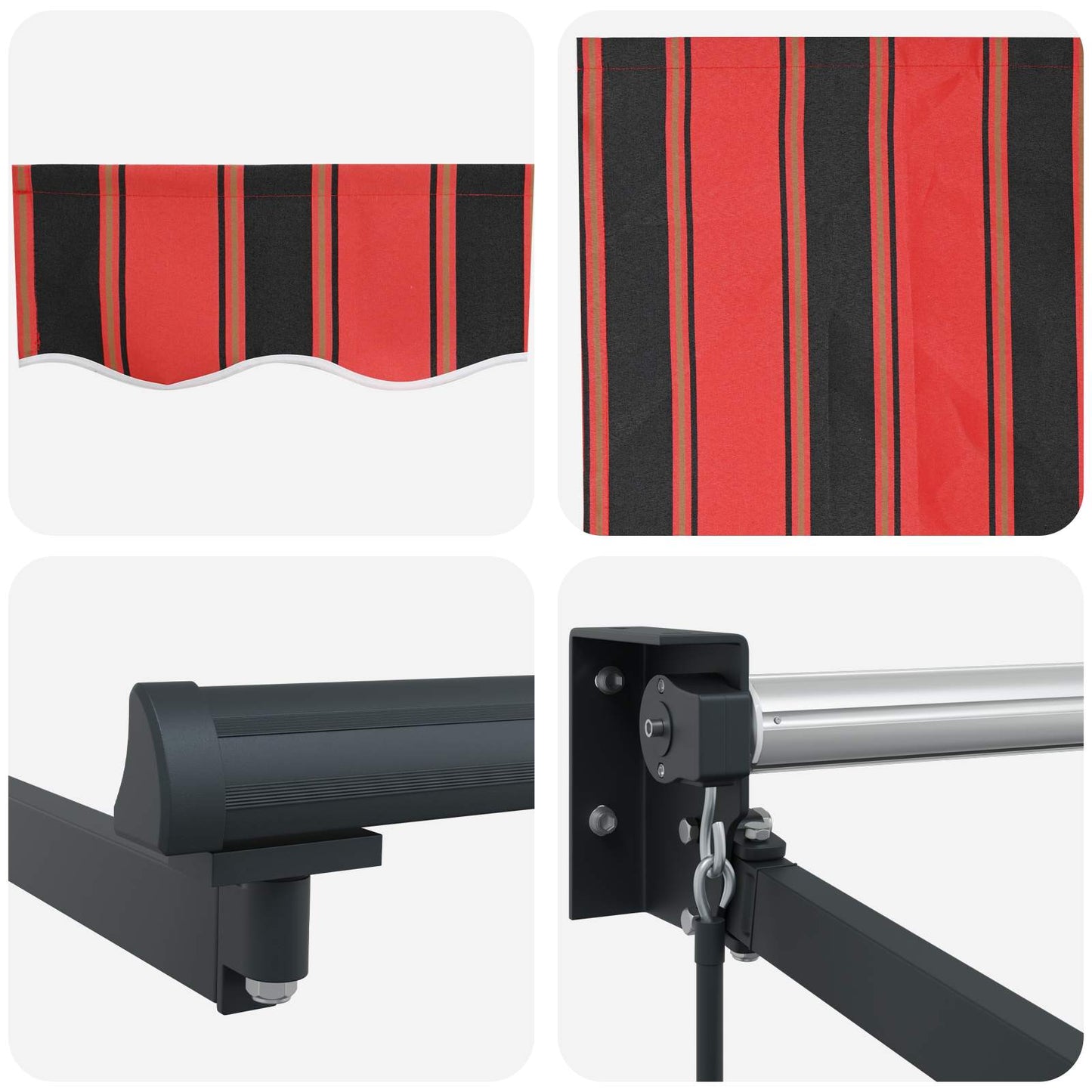 Ausziehbare Markise Rot und Schwarz 350 x 250 x 165 cm