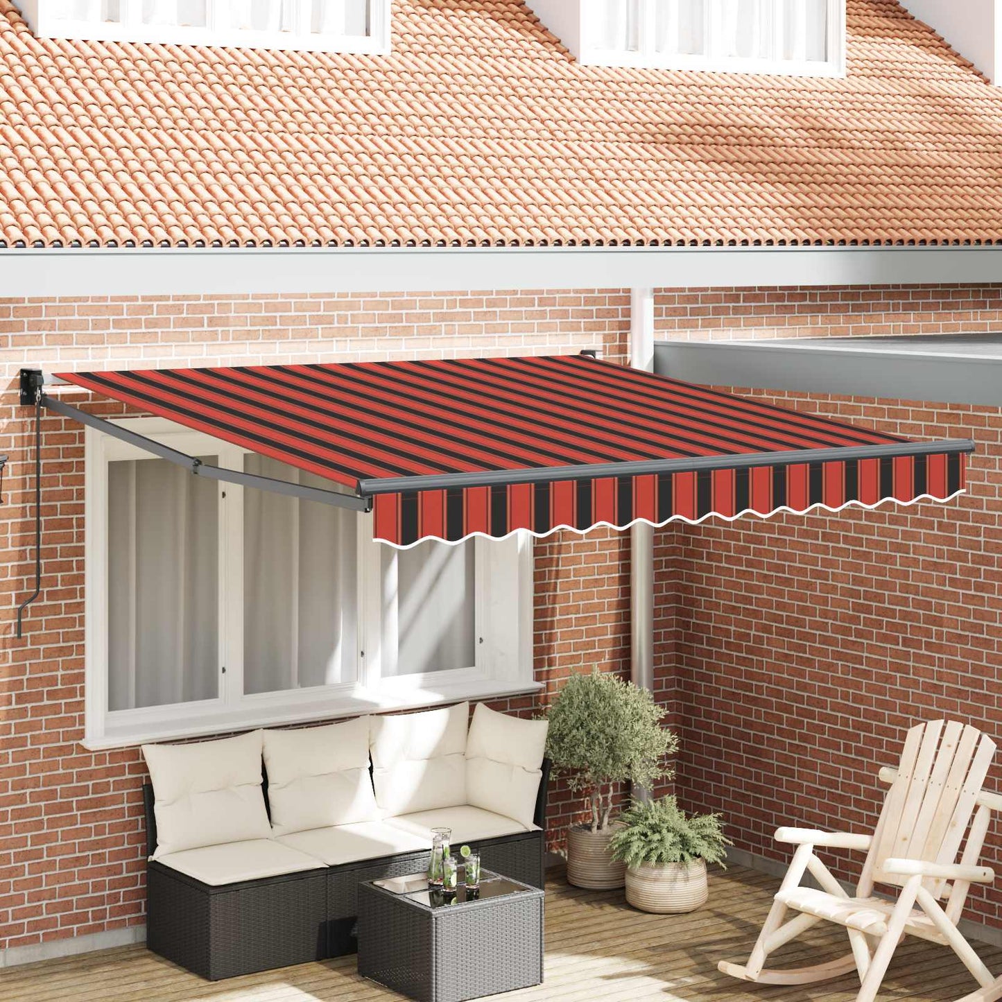 Ausziehbare Markise Rot und Schwarz 350 x 250 x 165 cm