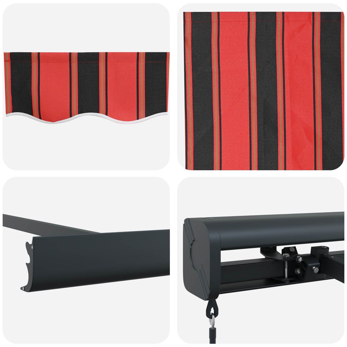 Ausziehbare Markise Rot und Schwarz 350 x 250 cm