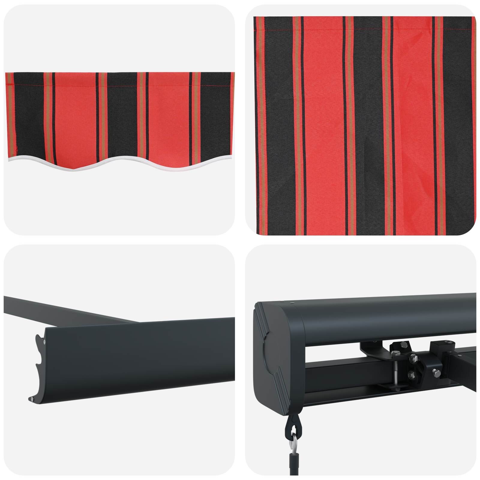 Ausziehbare Markise Rot und Schwarz 350 x 250 cm