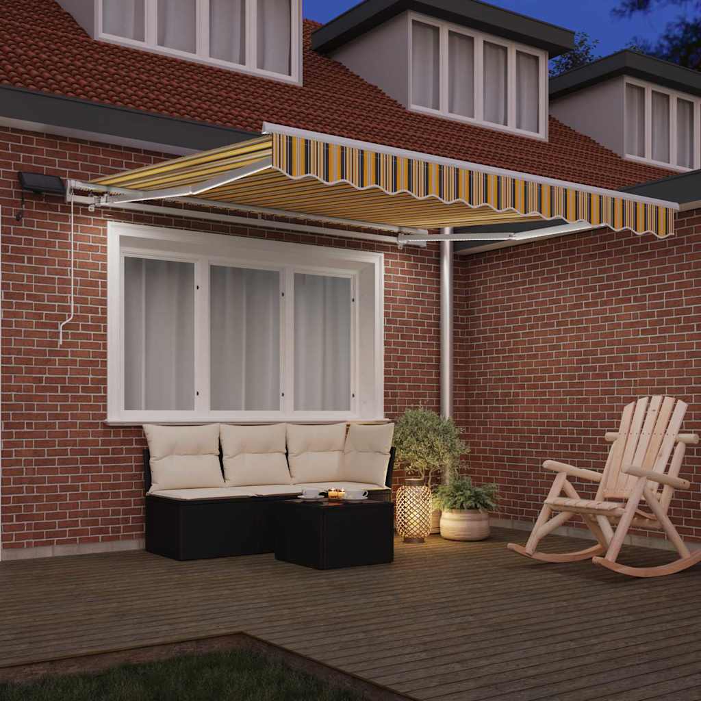 Ausziehbare Markise Mehrfarbig 350 x 250 cm Stoff und Aluminium