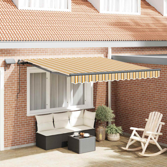 Ausziehbare Markise Mehrfarbig 350 x 250 cm Stoff und Aluminium