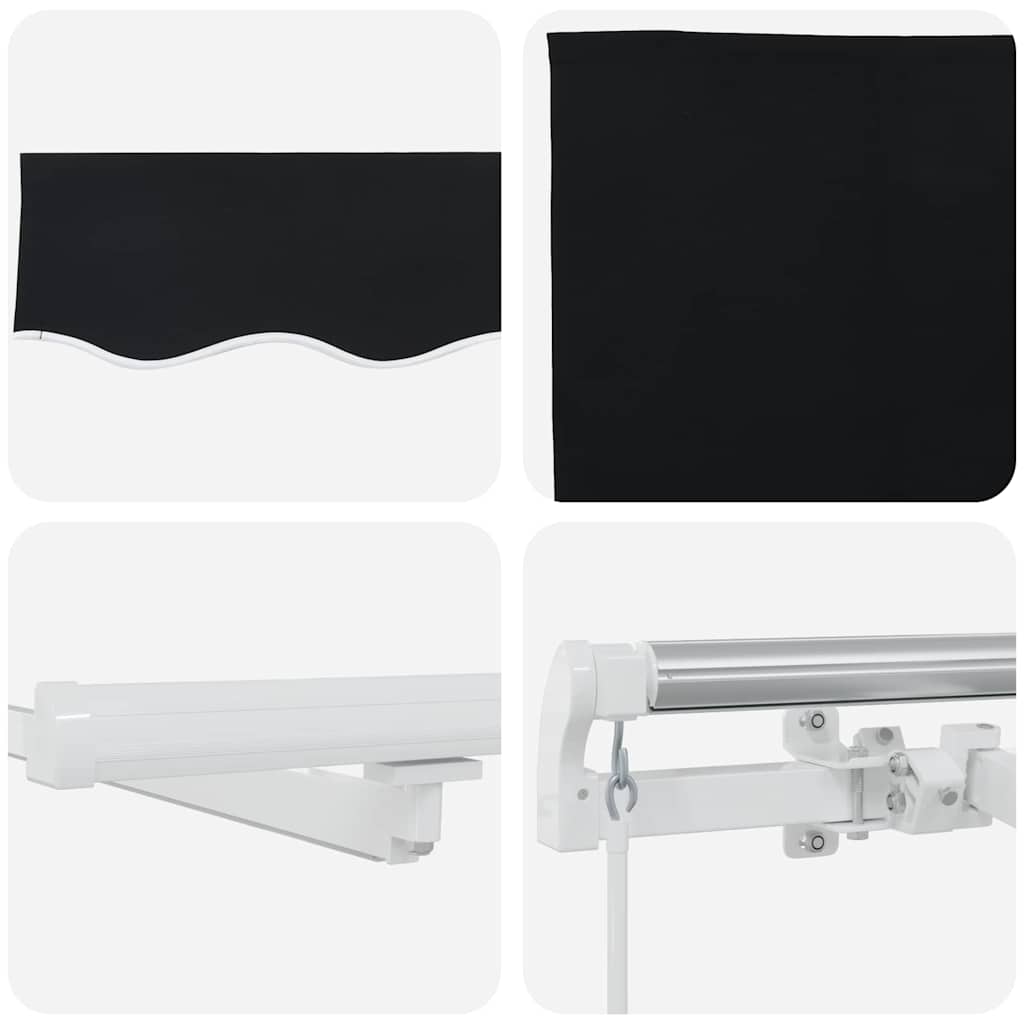 Ausziehbare Markise Schwarz 350 x 250 cm Stoff und Aluminium