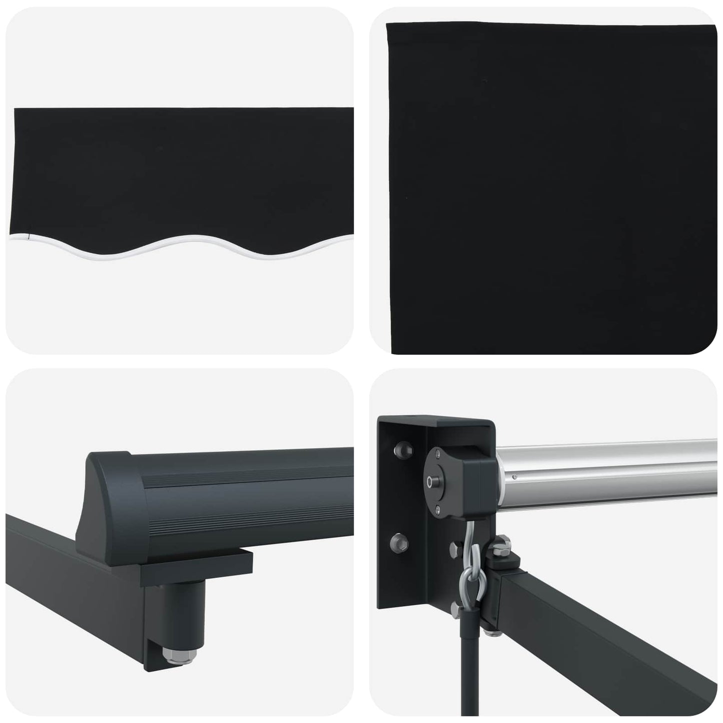 Ausziehbare Markise Schwarz 350 x 250 cm