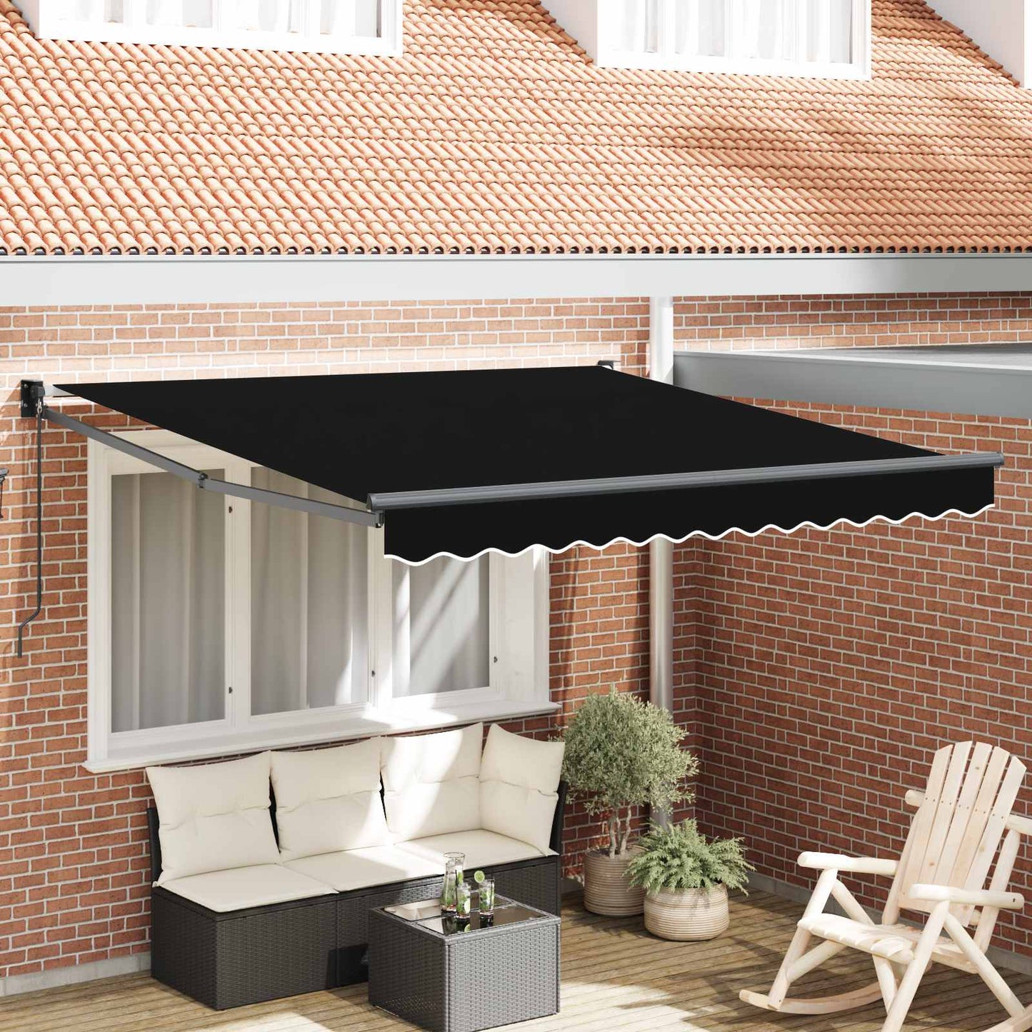 Ausziehbare Markise Schwarz 350 x 250 cm