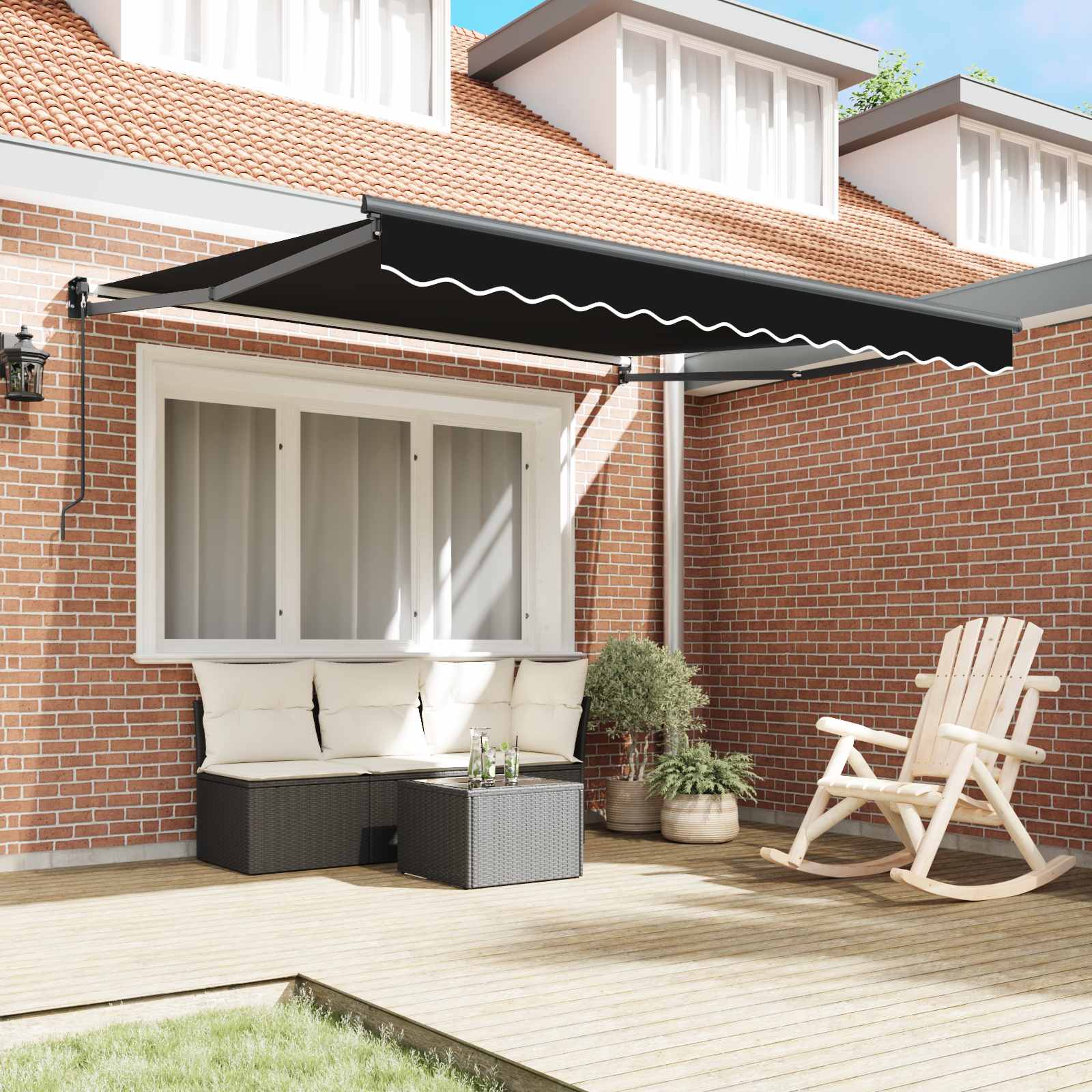 Ausziehbare Markise Schwarz 350 x 250 cm