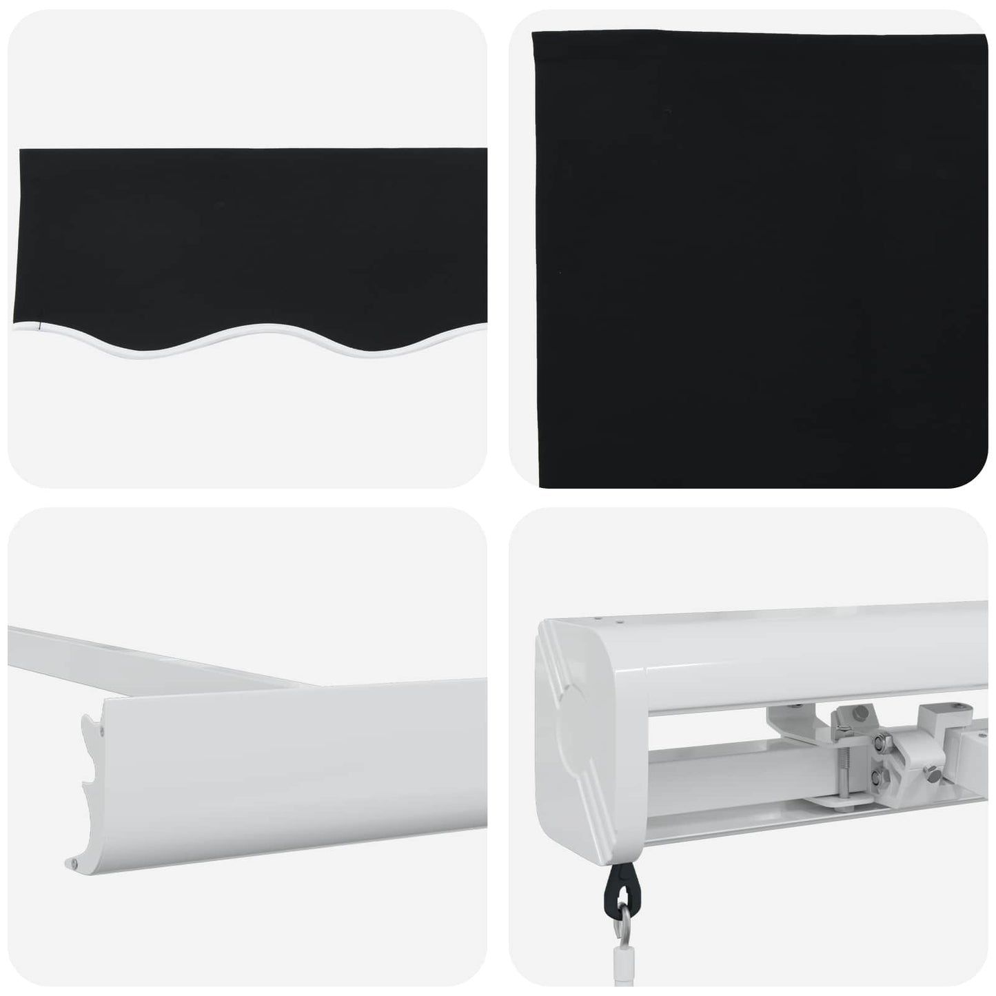 Ausziehbare Markise Schwarz 350 x 250 cm Leinen und Aluminium