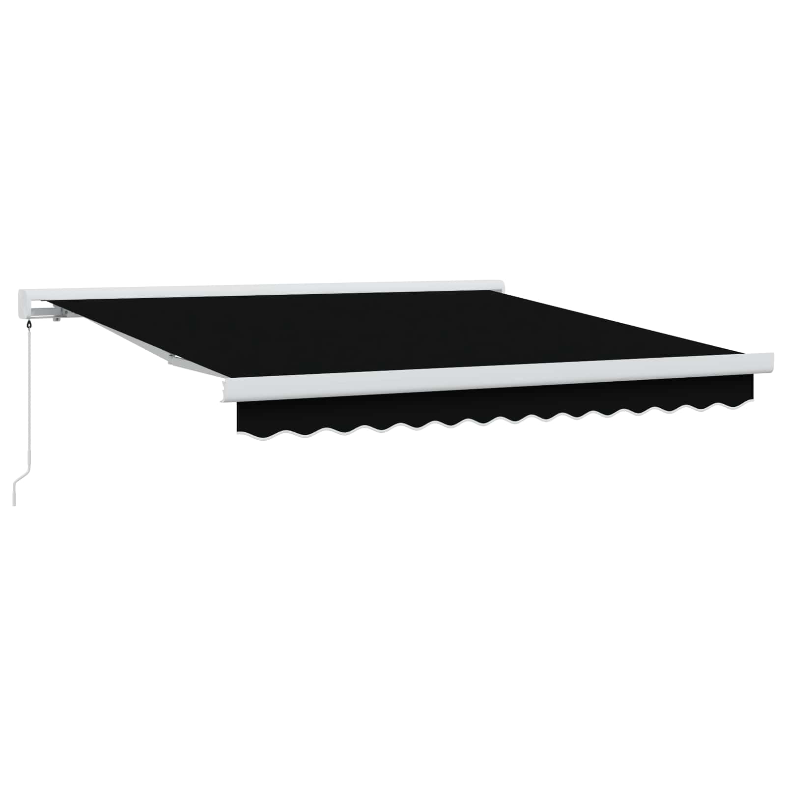 Ausziehbare Markise Schwarz 350 x 250 cm Leinen und Aluminium
