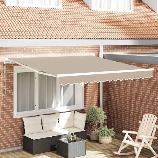 Ausziehbare Markise Beige 350 x 250 cm Polyester und Aluminium