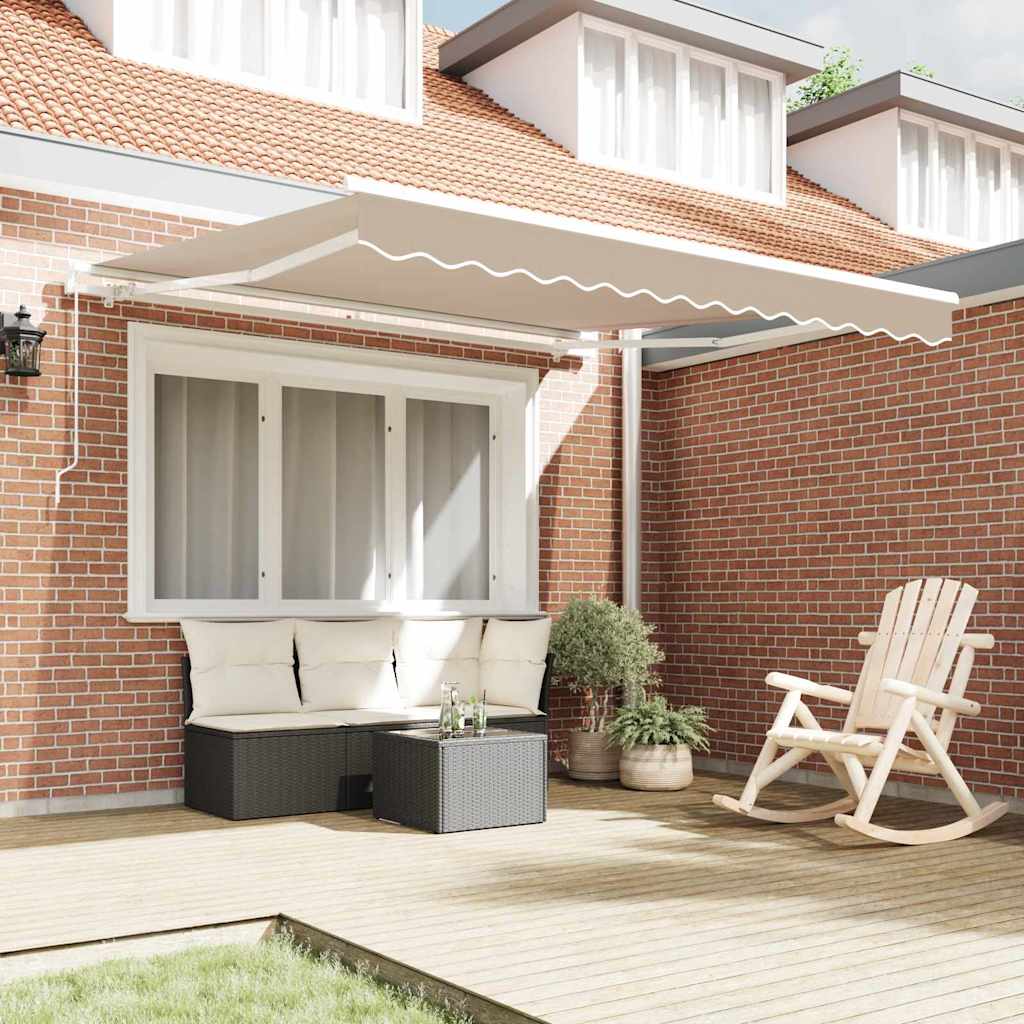 Ausziehbare Markise Beige 350 x 250 cm Polyester und Aluminium