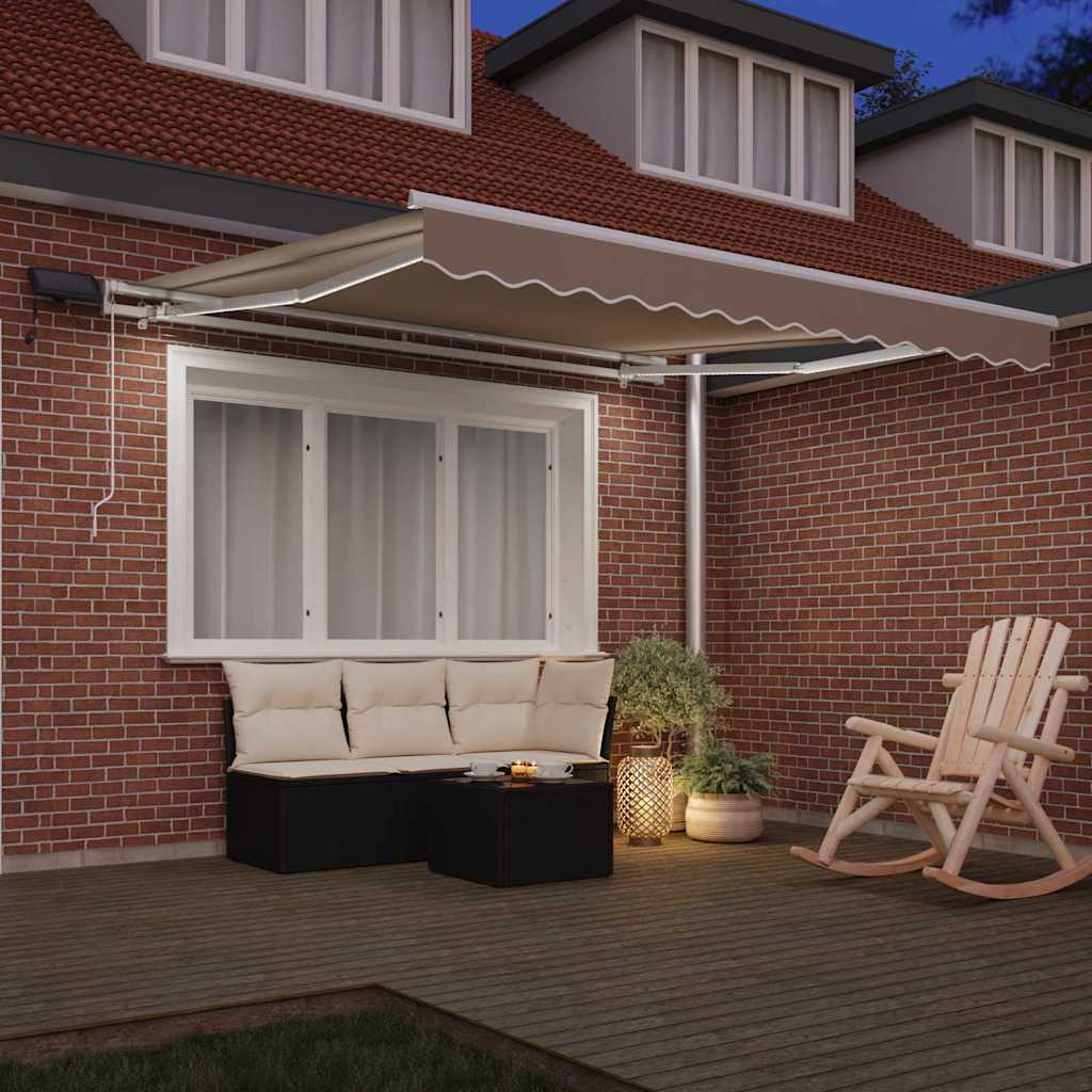 Ausziehbare Markise Beige 350 x 250 cm Stoff und Aluminium