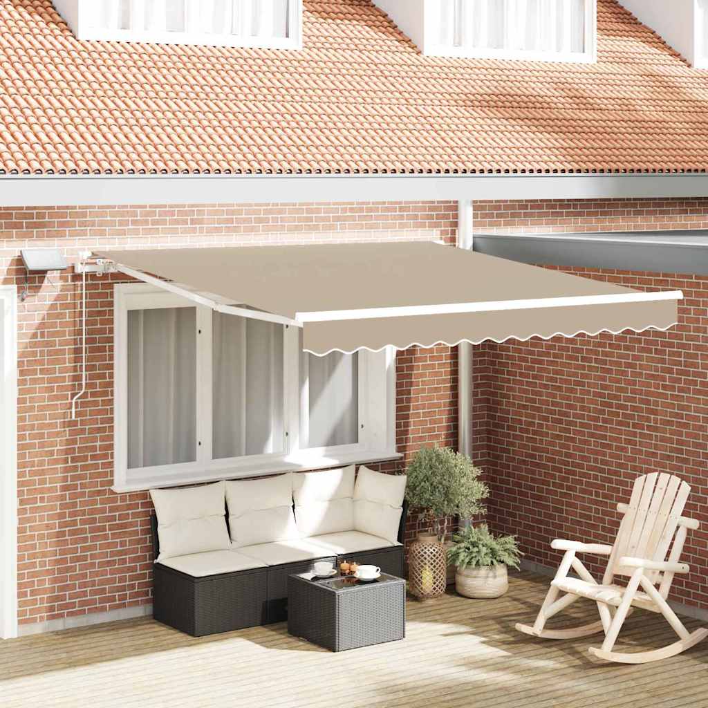 Ausziehbare Markise Beige 350 x 250 cm Stoff und Aluminium