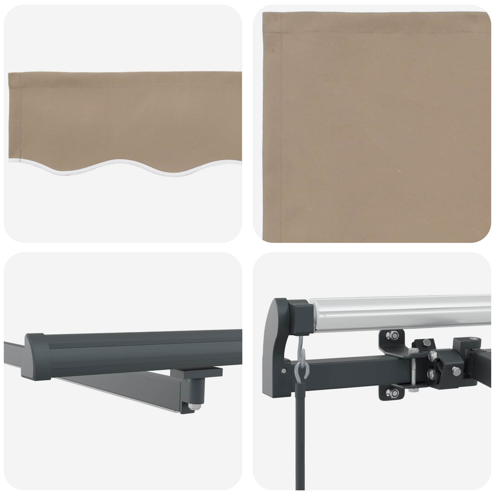 Ausziehbare Markise Beige 350 x 250 cm Stoff und Aluminium