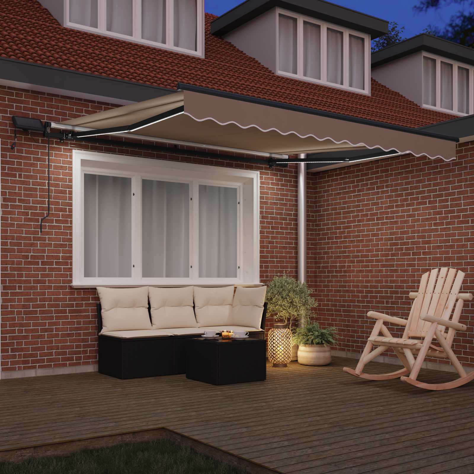 Ausziehbare Markise Beige 350 x 250 cm Stoff und Aluminium