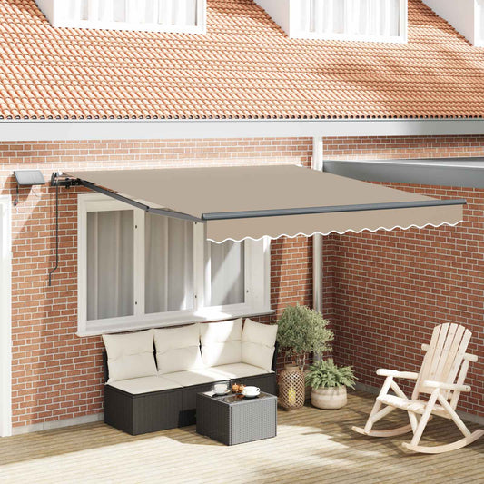 Ausziehbare Markise Beige 350 x 250 cm Stoff und Aluminium